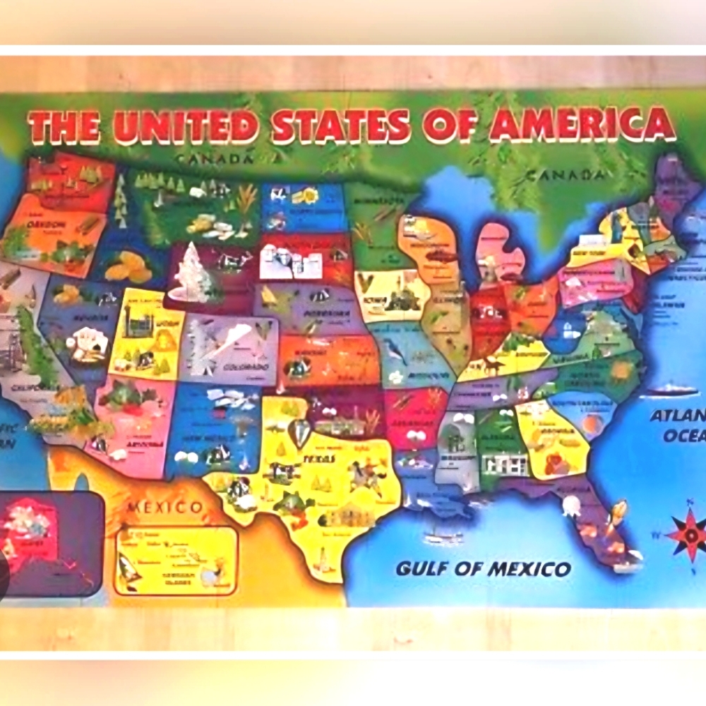 26 pc USA Wooden Floor Puzzle New in box